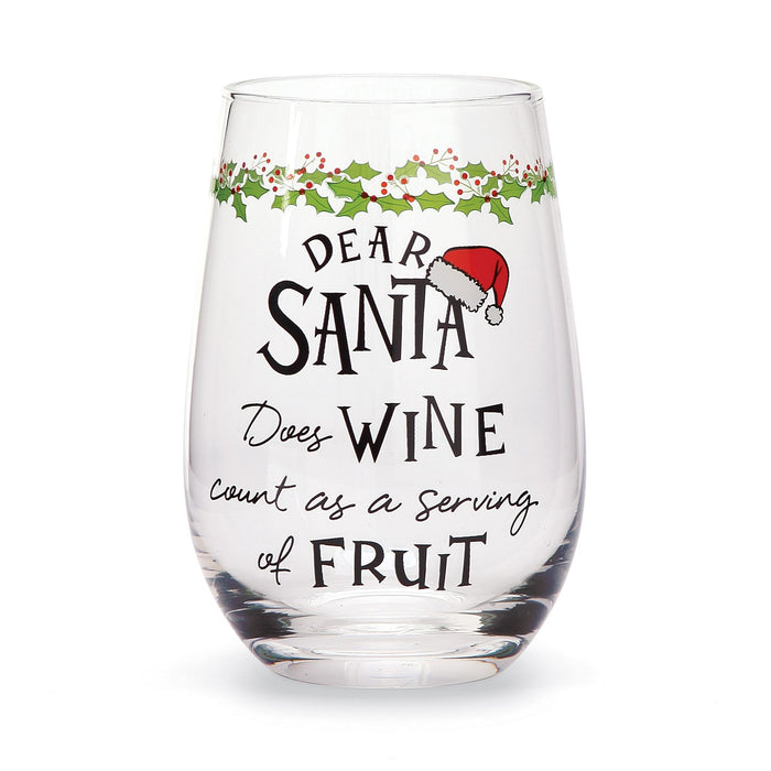 Dear Santa Fruit Wine Glass