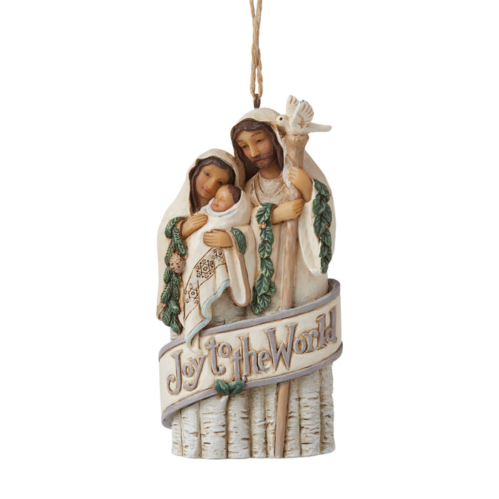 White Woodland Holy Family Orn