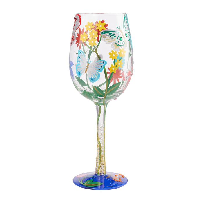 Wine Glass Bejeweled Butterfly