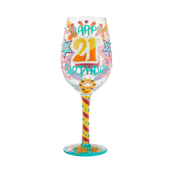 Wine Glass Happy 21st Birthday