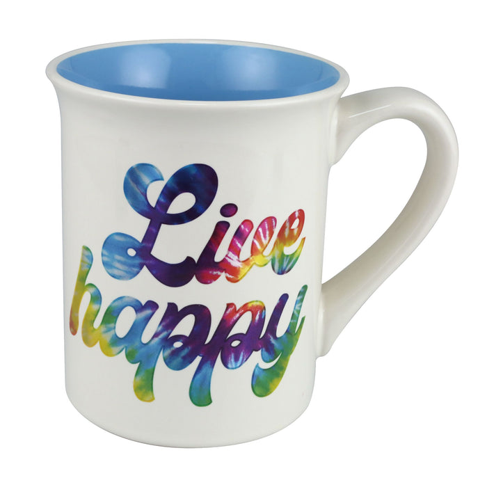 Be Happy Tie Dye Metallic Mug