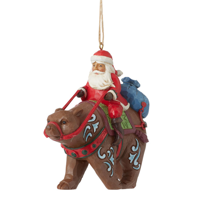 Santa Riding Bear Ornament