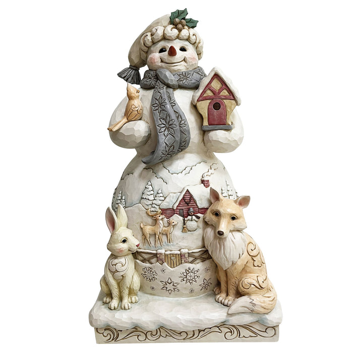 White Woodland Snowman Statue