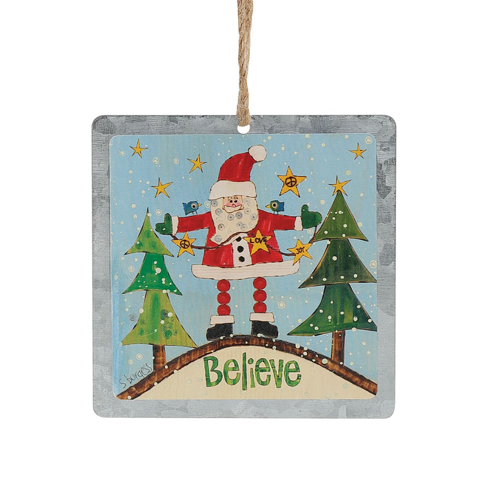 Santa Tin Ornament