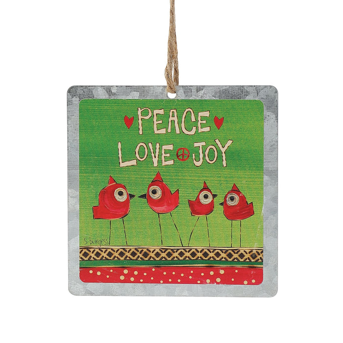 Red Birds Tin Ornament