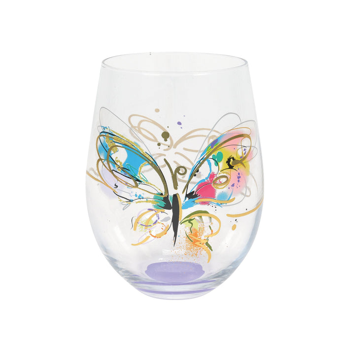 Butterfly Stemless Wine Glass