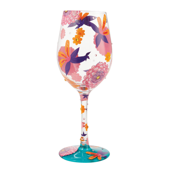 Funky Florals Wine Glass