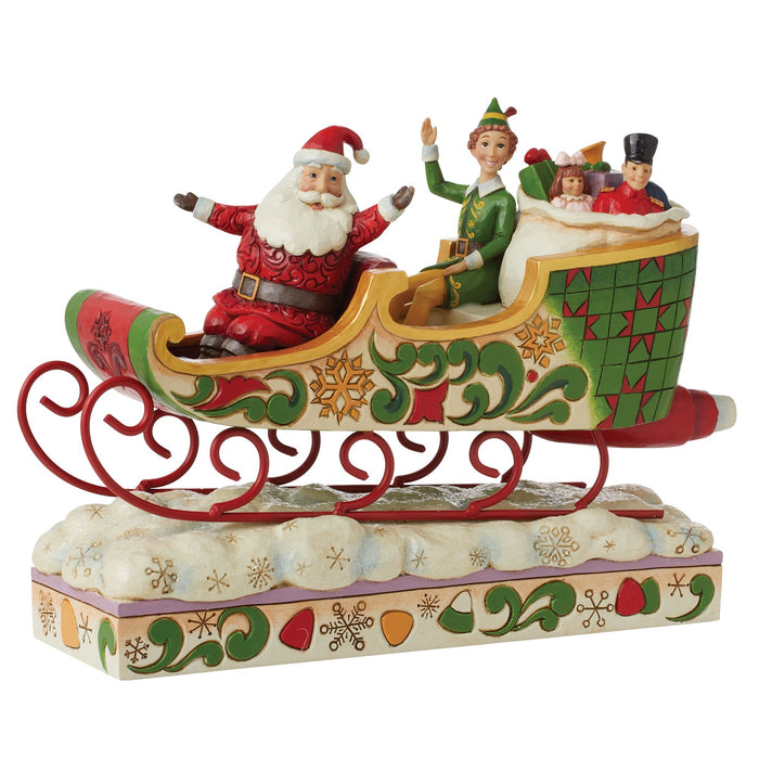 Buddy Elf with Santa in Sleigh