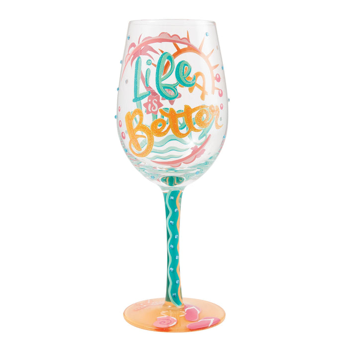 Life At The  Beach Wine Glass