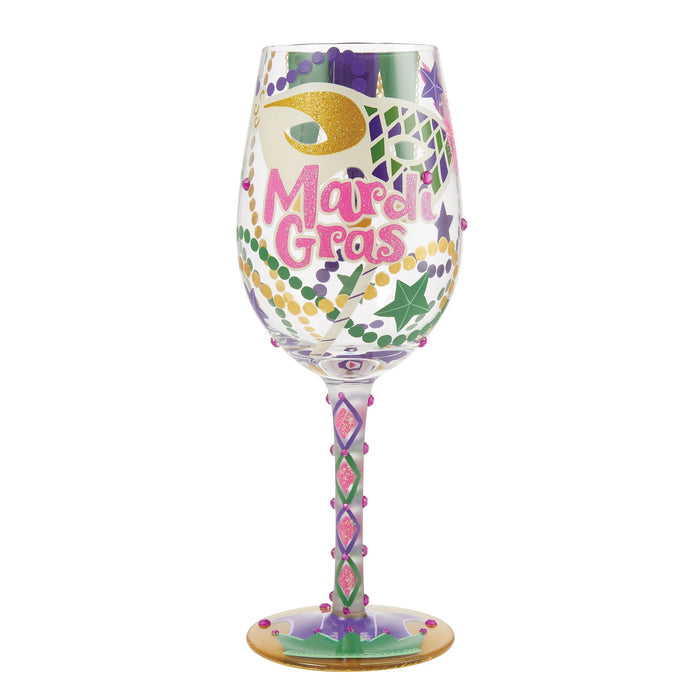 Mardi Gras Wine Glass