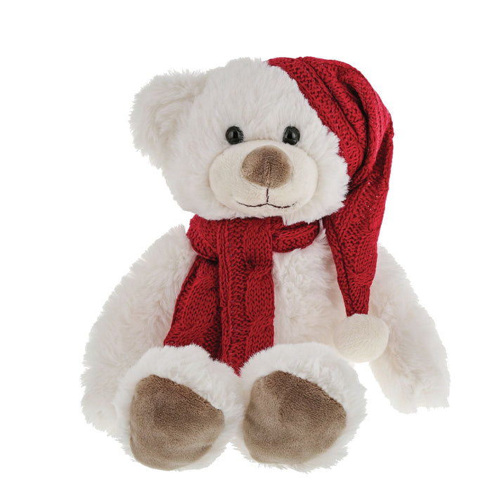 Sm Wht Teddy Red Hat & Scarf