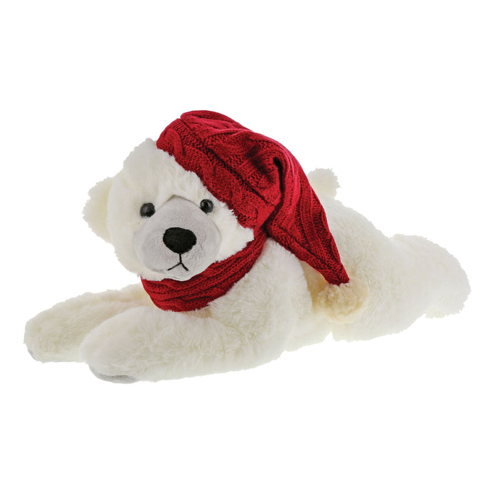 Lying Wht Teddy Red Hat &Scarf