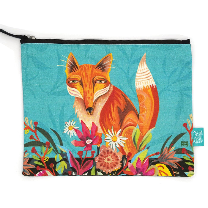 Fox & Flowers Zip Pouch (Med)